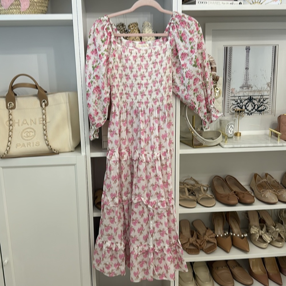 LoveShackFancy Garden Rosa Bow Midi Dress Size P - Picture 6 of 8